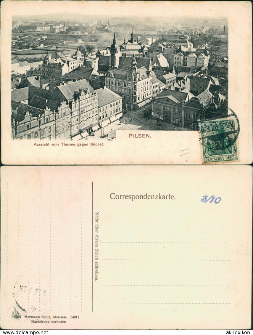 Postcard Pilsen Plzeň Stadt Mit Straßenblick 1920  - Tchéquie