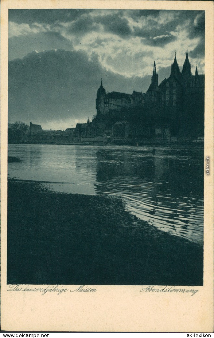 Ansichtskarte Meißen Schloss Albrechtsburg - Abendstimmung 1934 - Meissen