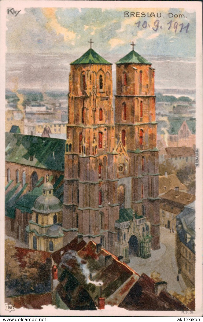 Breslau Wrocław Stimmungsbild Künstlerkarte - Dom Und Stadt 1911  - Schlesien