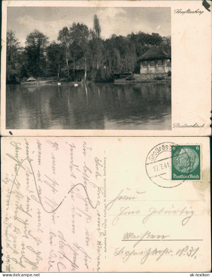 Ansichtskarte Senftenberg (Niederlausitz) Pavillon - Stadtparkteich 1941  - Senftenberg