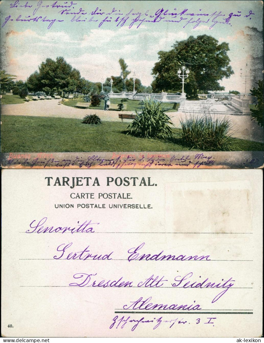 Postcard Buenos Aires Platz Im Park 1906  - Argentine