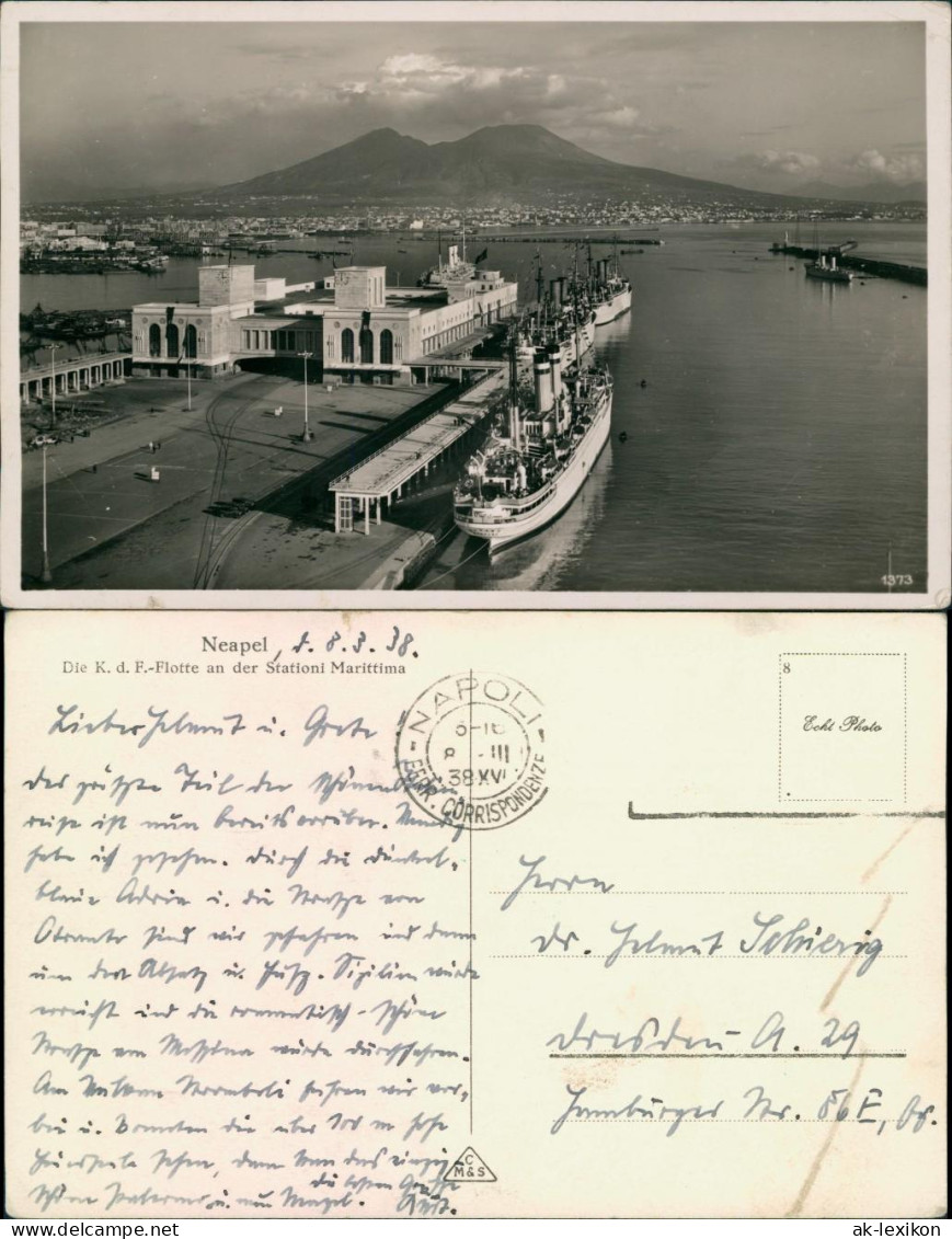 Cartoline Neapel Napoli Dampfer Im Hafen 1938  - Other & Unclassified