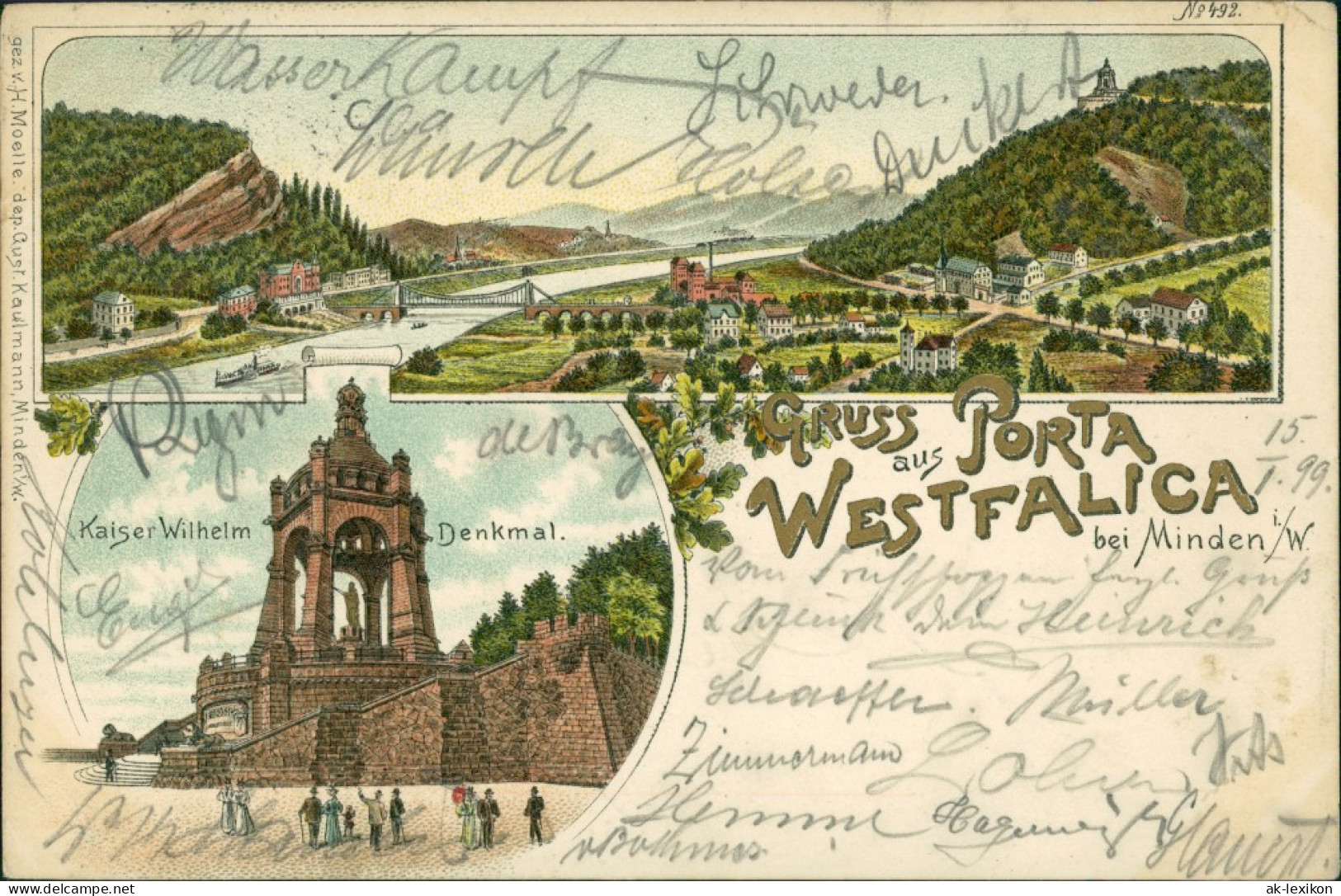 Litho AK Porta Westfalica Kaiser-Wilhelm-Denkmal - Porta Westfalica 1899  - Porta Westfalica