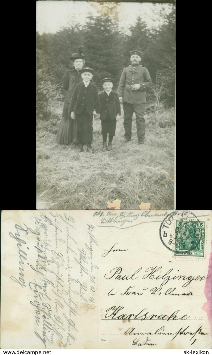  Familien Gruppenfotos - Deutscher Soldat Mit Seiner Familie 1914 Privatfoto - Non Classés