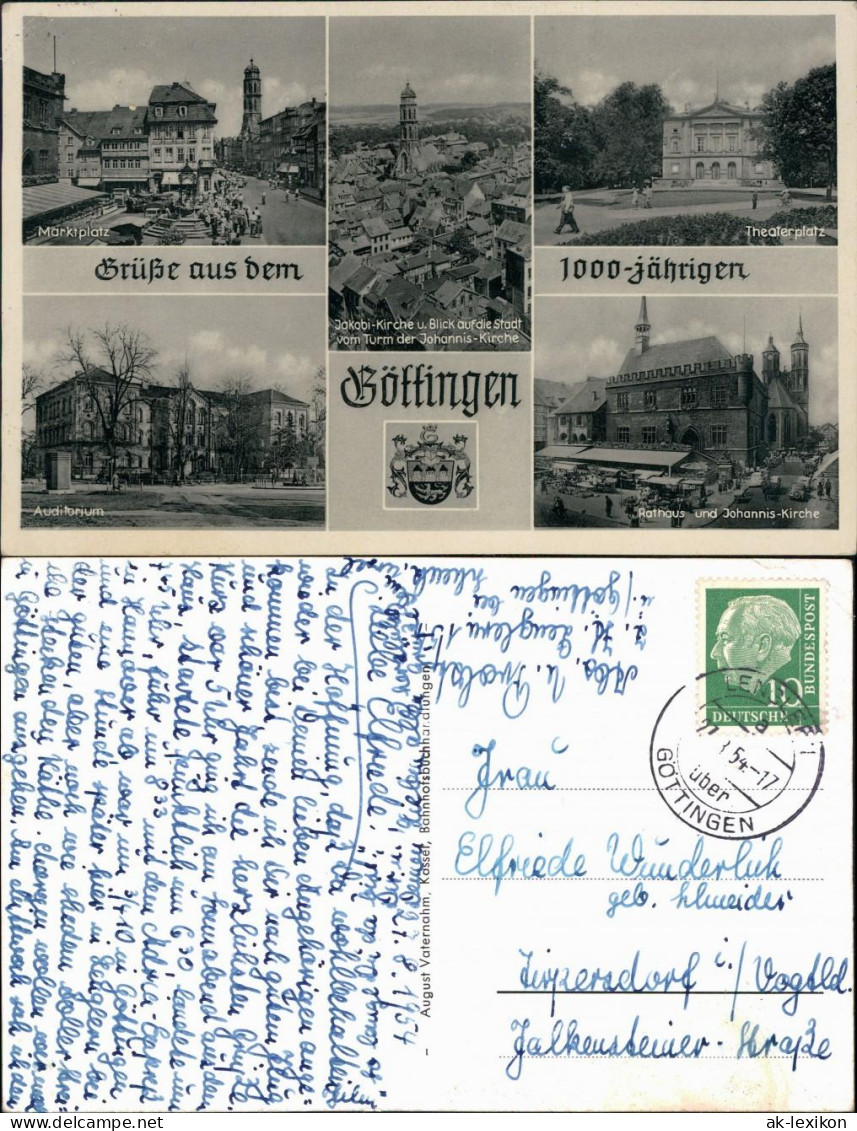 Ansichtskarte Göttingen Mehrbild: Markt, Stadt, Auditorium 1954  - Goettingen