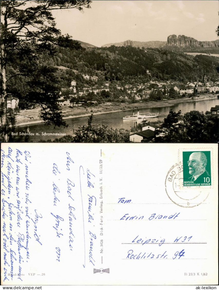 Postcard Bad Schandau Elbdampfer, Blick Auf Den Ort 1962 - Bad Schandau