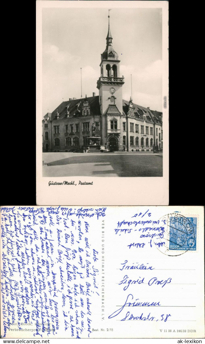 Ansichtskarte Güstrow Postamt 1959 - Güstrow