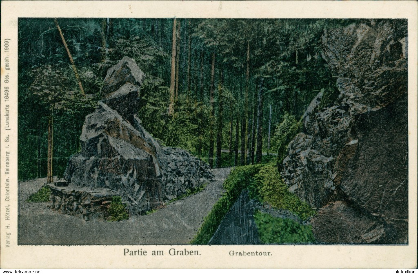 Ansichtskarte Reinsberg (Sachsen) Grabentour 1908 Silber-Effekt - Reinsberg (Sachsen)