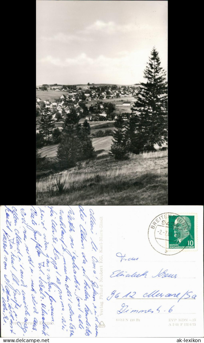 Ansichtskarte Breitenbrunn (Erzgebirge) Blick Auf Den Ort 1968 - Breitenbrunn