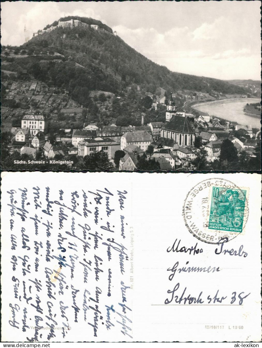 Königstein (Sächsische Schweiz) Blick Auf Die Stadt Mit Burg 1960 - Koenigstein (Saechs. Schw.)