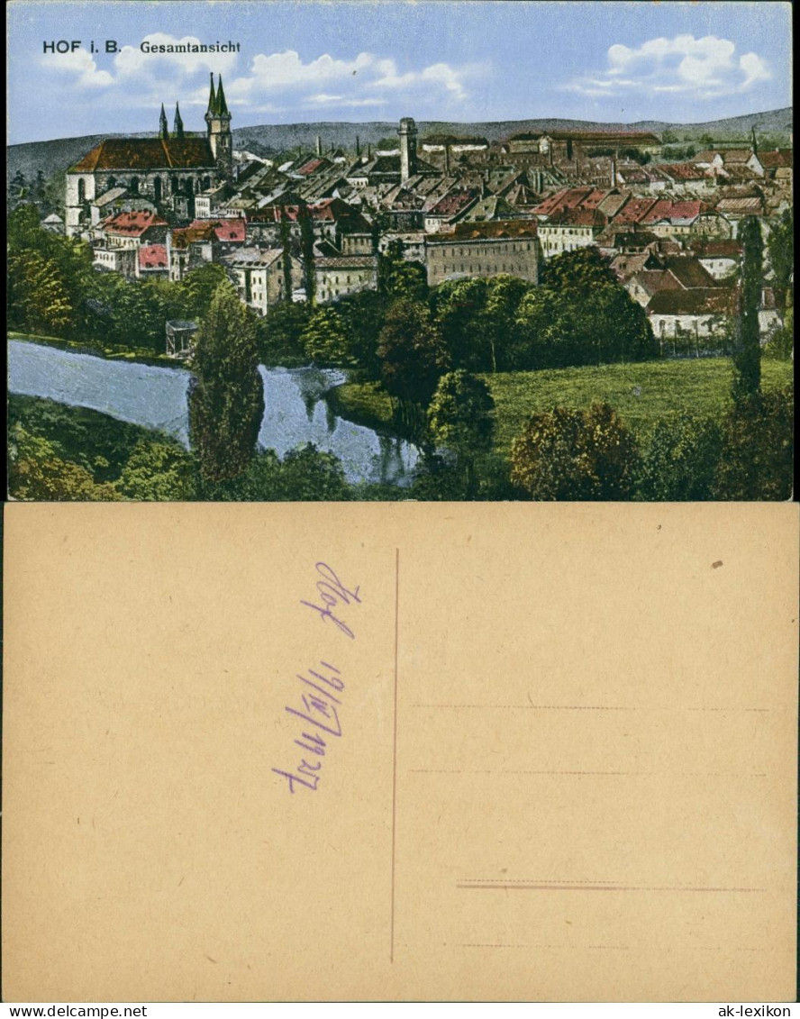 Foto Hof (Saale) Panorama-Ansicht - Zeichnung 1927 - Hof