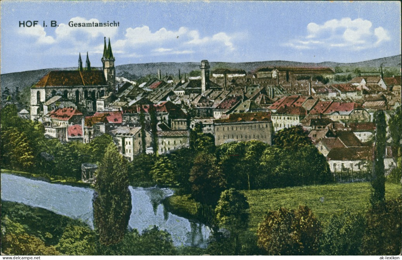 Foto Hof (Saale) Panorama-Ansicht - Zeichnung 1927 - Hof