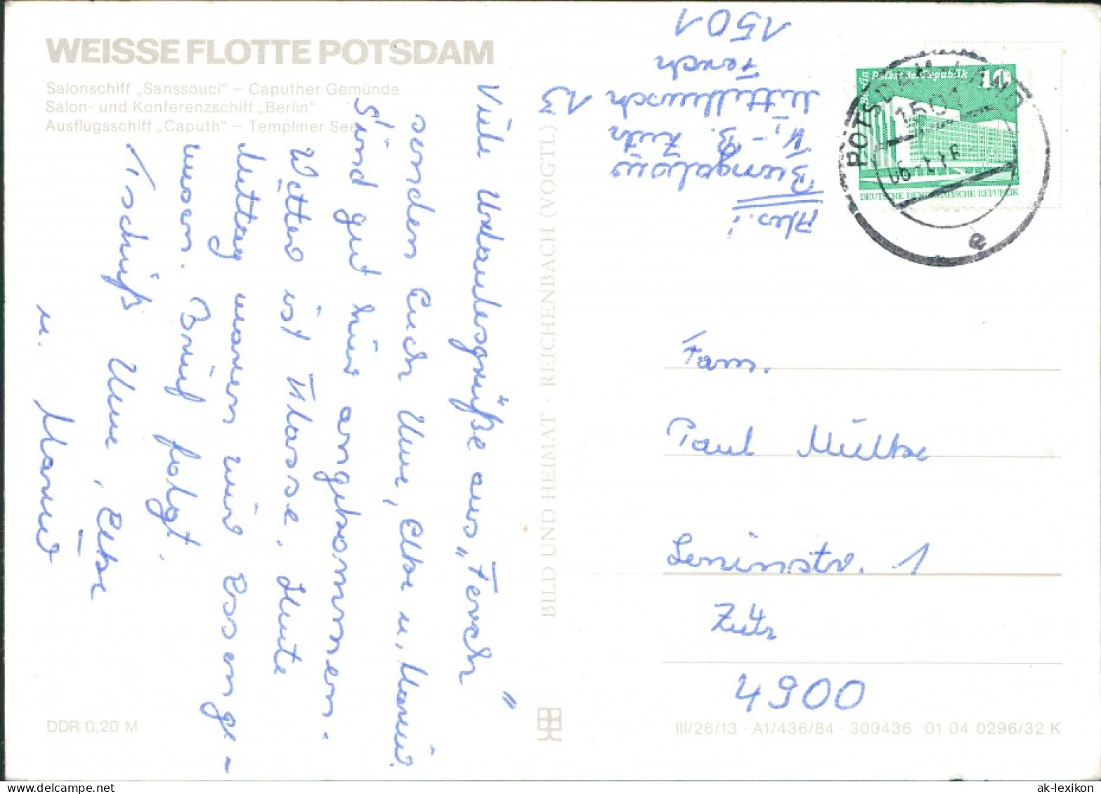 Ansichtskarte Potsdam Weiße Flotte Salonschiff Ausflugsschiff 1984 - Potsdam