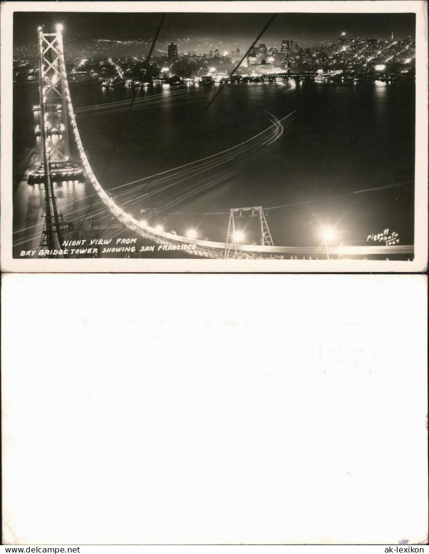 Postcard San Francisco Night View From Bay Bridge Tower 1935 - Autres & Non Classés