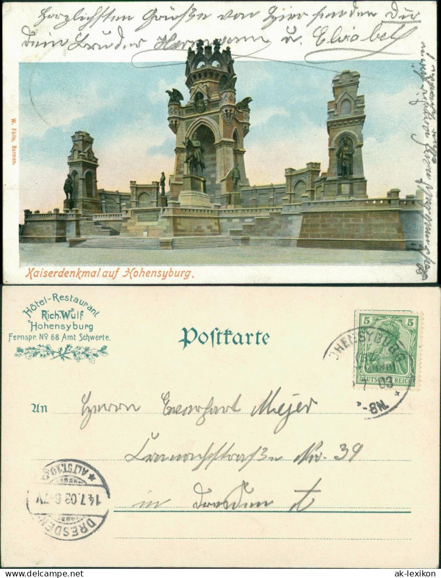 Ansichtskarte Syburg-Dortmund Hohensyburgdenkmal - Denkmal 1904  - Dortmund