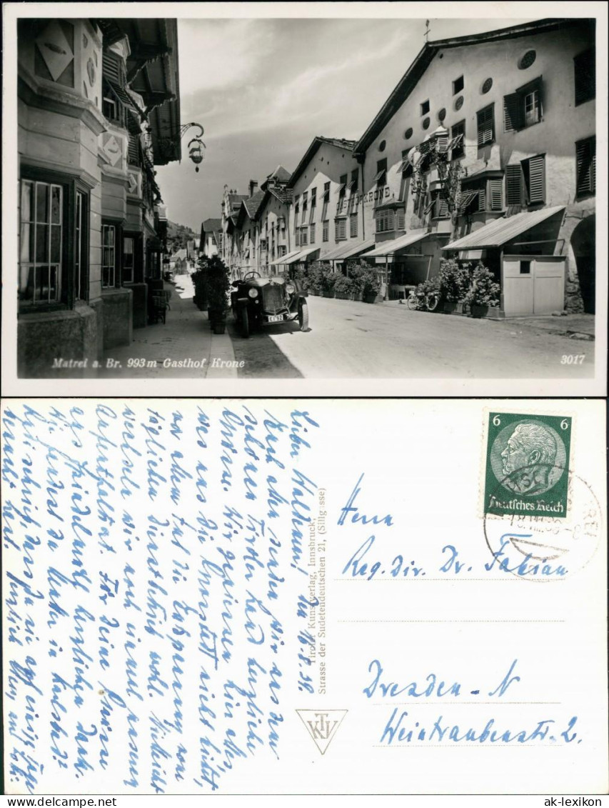 Ansichtskarte Matrei Am Brenner Straßenpartie - Gasthaus Krone 1936  - Autres & Non Classés