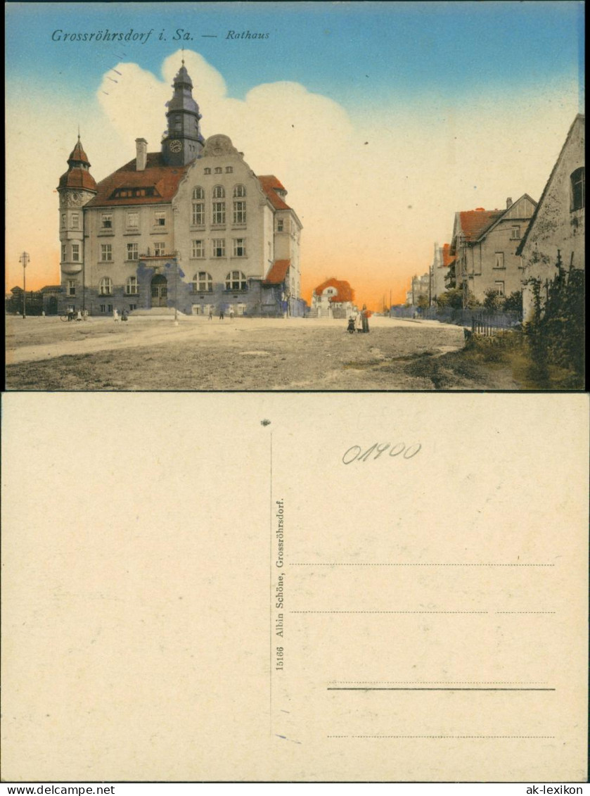 Ansichtskarte Großröhrsdorf Straßenartie Am Rathaus 1909  - Grossroehrsdorf