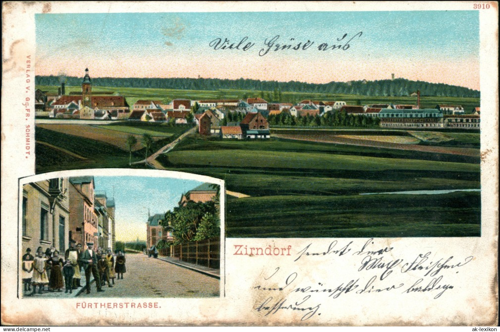 Ansichtskarte Zirndorf 2 Bild: Stadt Und Fürtherstrasse B Fürth Nürnberg 1903 - Zirndorf