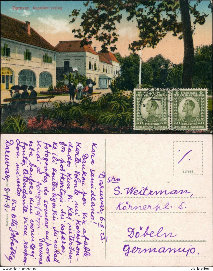 Postcard Daruvar Daruvár Straßenpartie - Kupalistni Perivol 1914  - Croatia