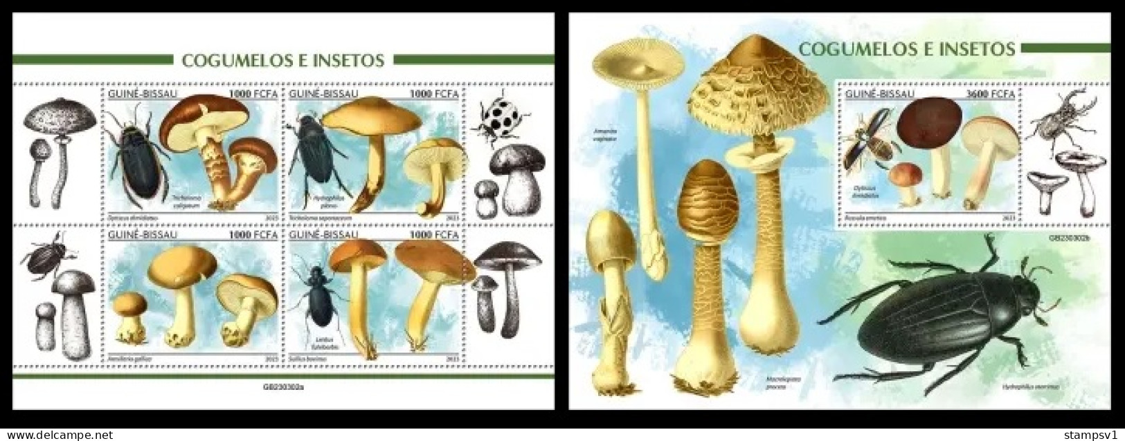 Guinea Bissau 2023 Mushrooms & Insects. (302) OFFICIAL ISSUE - Mushrooms