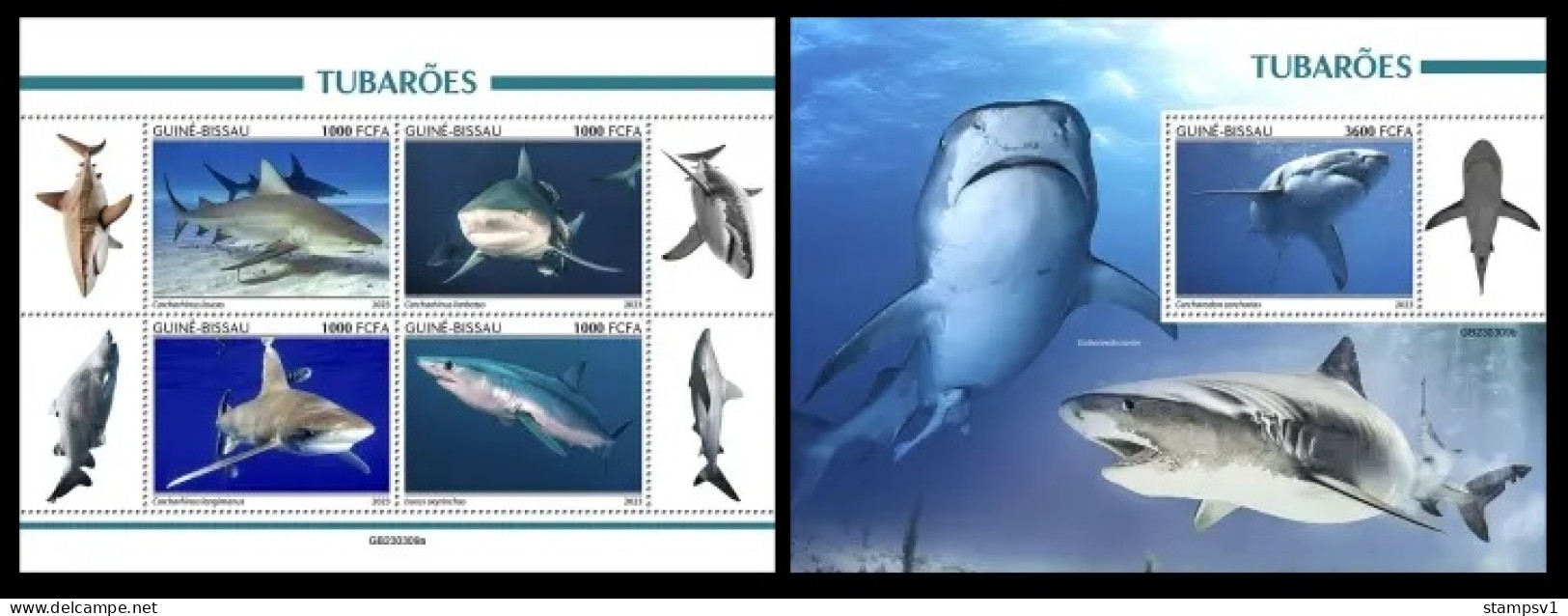 Guinea Bissau 2023 Sharks. (309) OFFICIAL ISSUE - Fishes