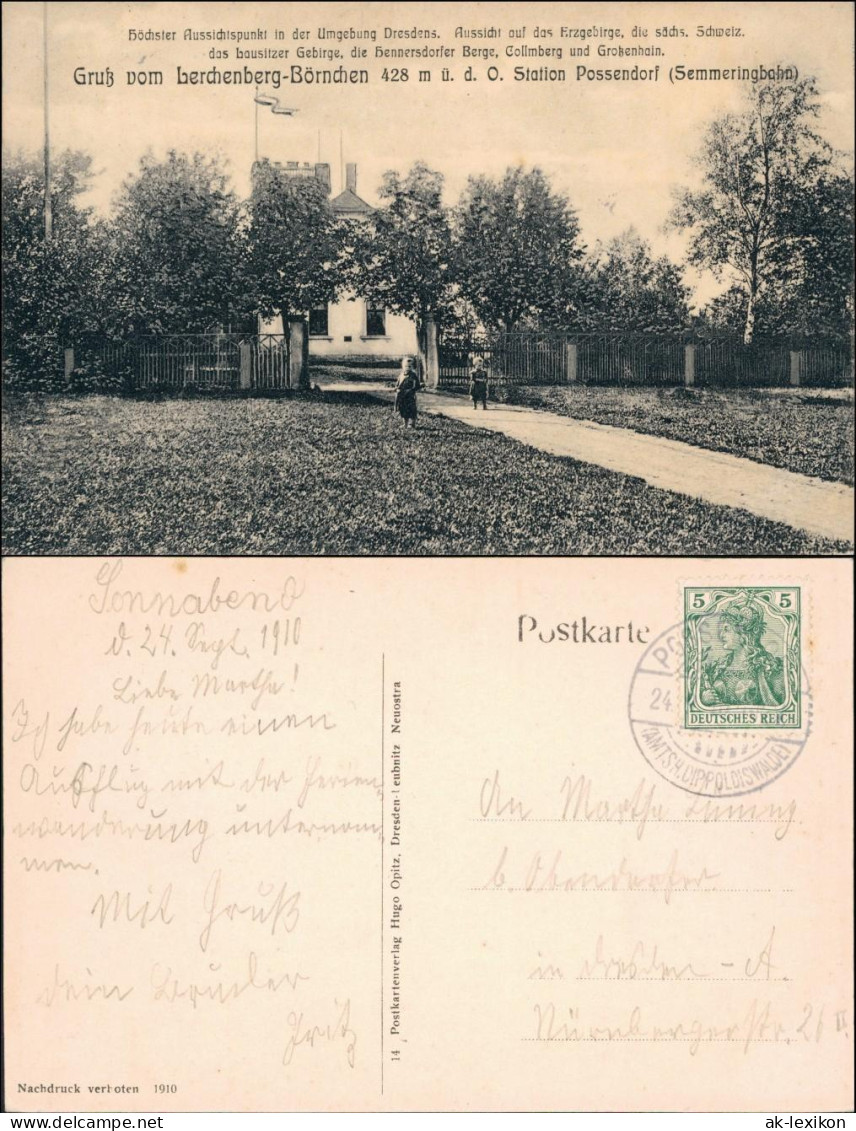 Ansichtskarte Börnchen-Bannewitz Lerchenberg - Restauration 1910  - Bannewitz