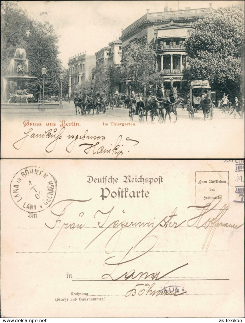 Ansichtskarte Tiergarten-Berlin Straßenpartie - Kutschen - Villa 1908  - Tiergarten