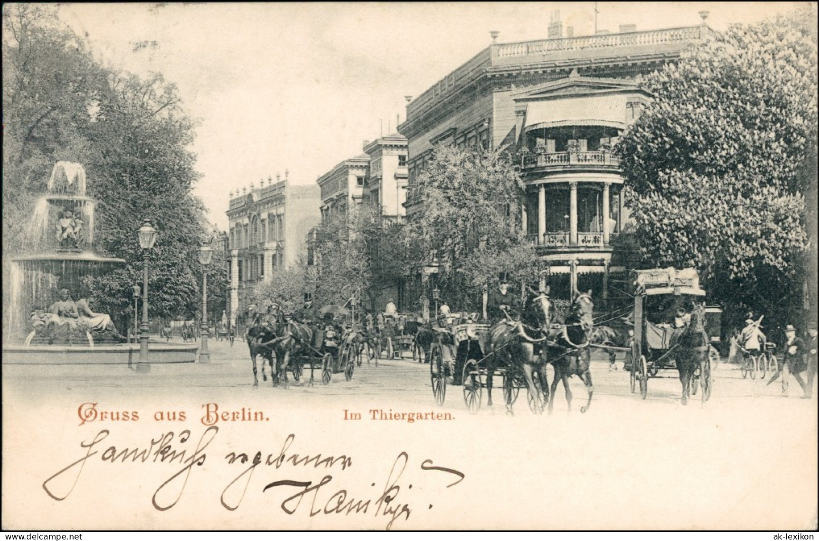 Ansichtskarte Tiergarten-Berlin Straßenpartie - Kutschen - Villa 1908  - Tiergarten