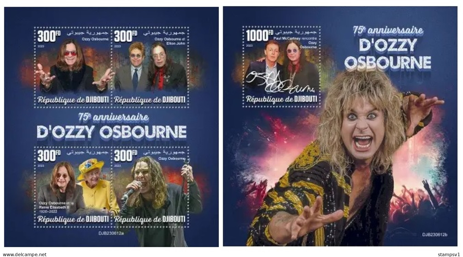 Djibouti 2023 75th Anniversary Of Ozzy Osbourne. (612) OFFICIAL ISSUE - Musique