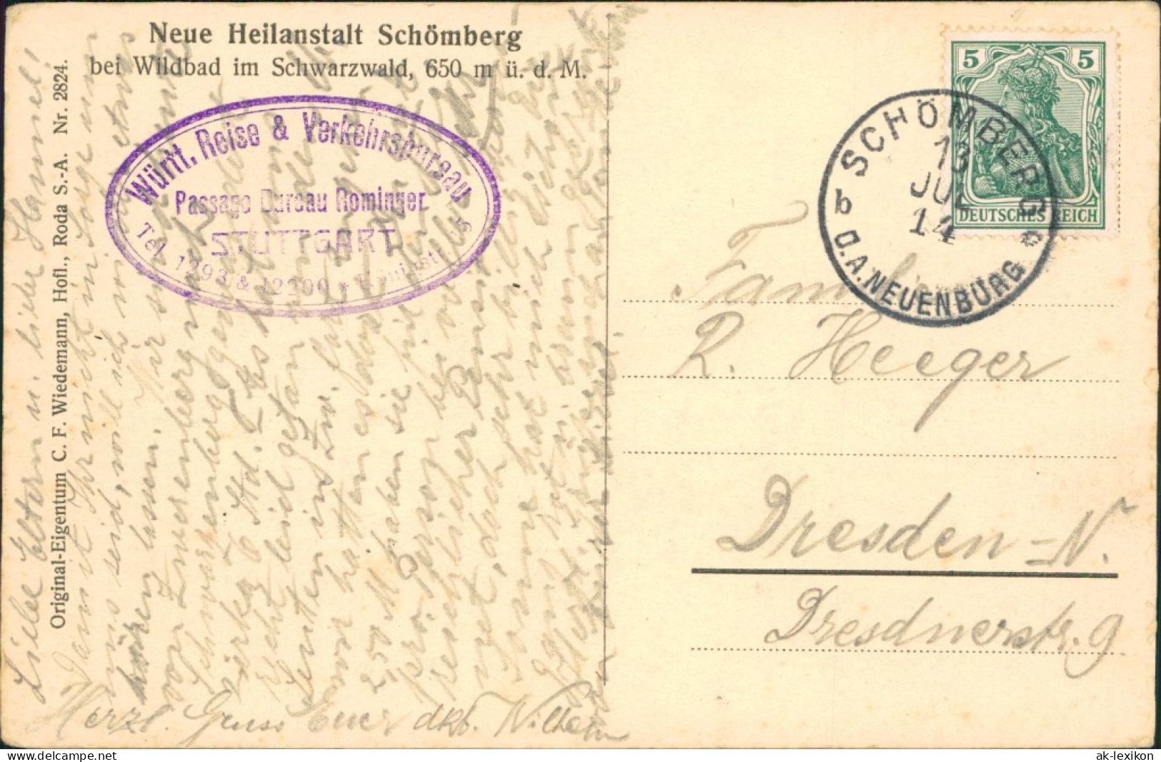 Ansichtskarte Schömberg (Schwarzwald) Blick Auf Die Heilanstalt 1914  - Schömberg