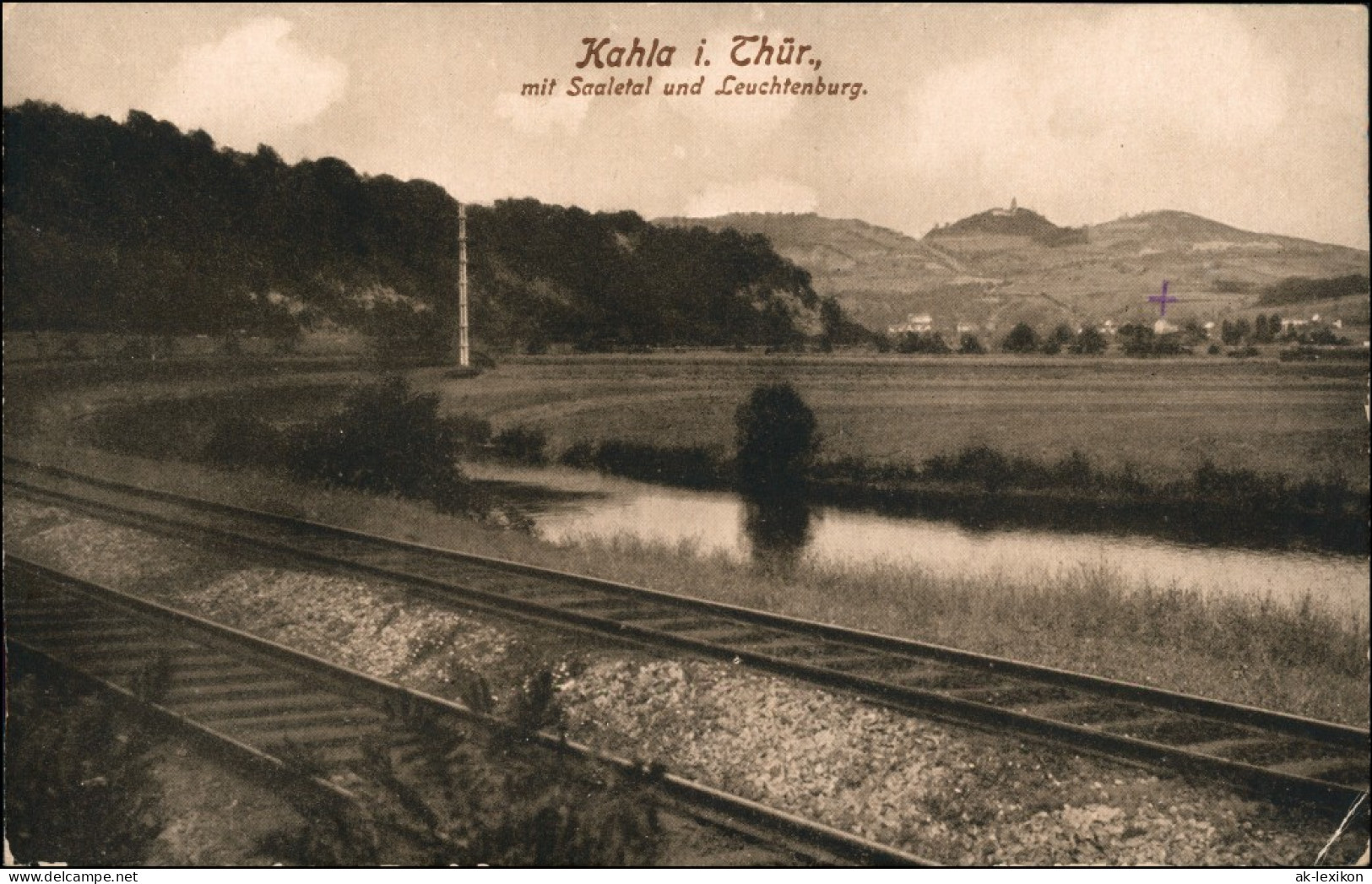 Ansichtskarte Kahla (Thüringen) Bahnstrecke - Saaletal, Leuchtenburg 1914  - Kahla