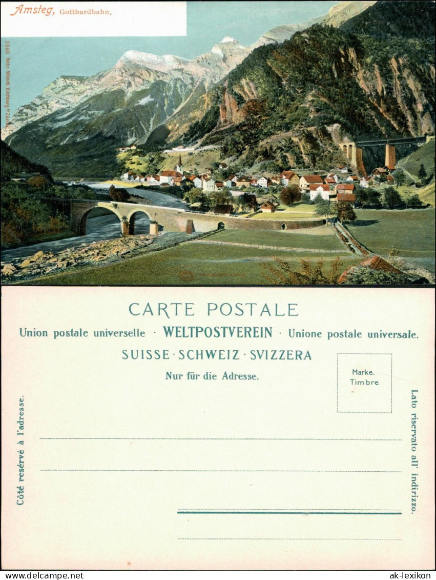 Ansichtskarte Amsteg-Silenen Stadtpartie Dund Gotthardbahn 1909  - Autres & Non Classés