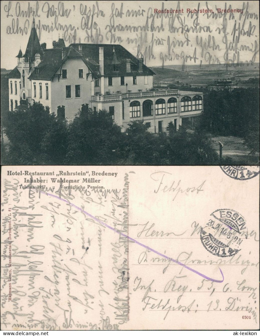 Ansichtskarte Bredeney-Essen (Ruhr) Hotel Ruhrstein 1916  - Essen