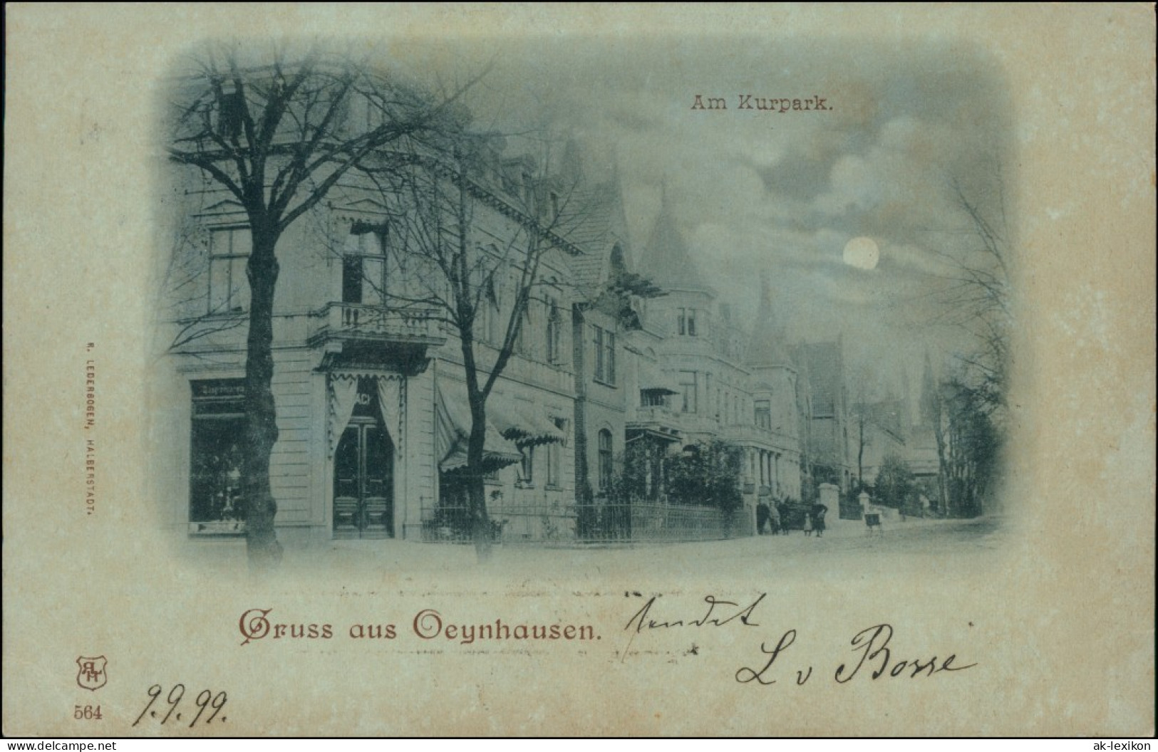 Ansichtskarte Bad Oeynhausen Mondscheinlitho - Restaurant, Straße 1899  - Bad Oeynhausen