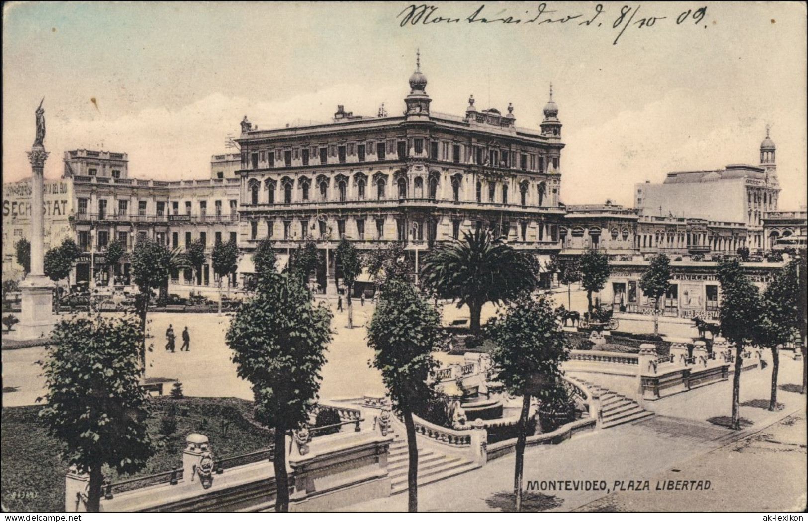 Postcard Montevideo Uruguay Plaza Libertad 1913 - Uruguay
