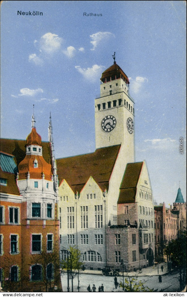 Ansichtskarte Neukölln-Berlin Bis 1912 Rixdorf Straßenpartie - Rathaus 1914  - Neukölln