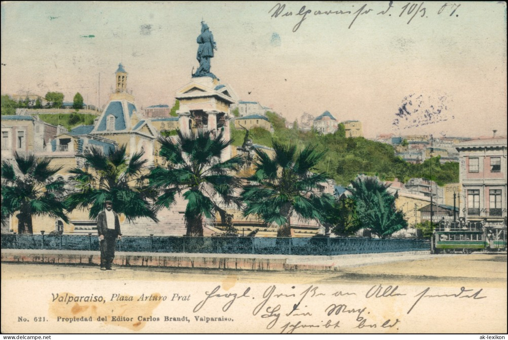 Postcard Valparaíso Plaza Arturo Prat 1907  - Chili