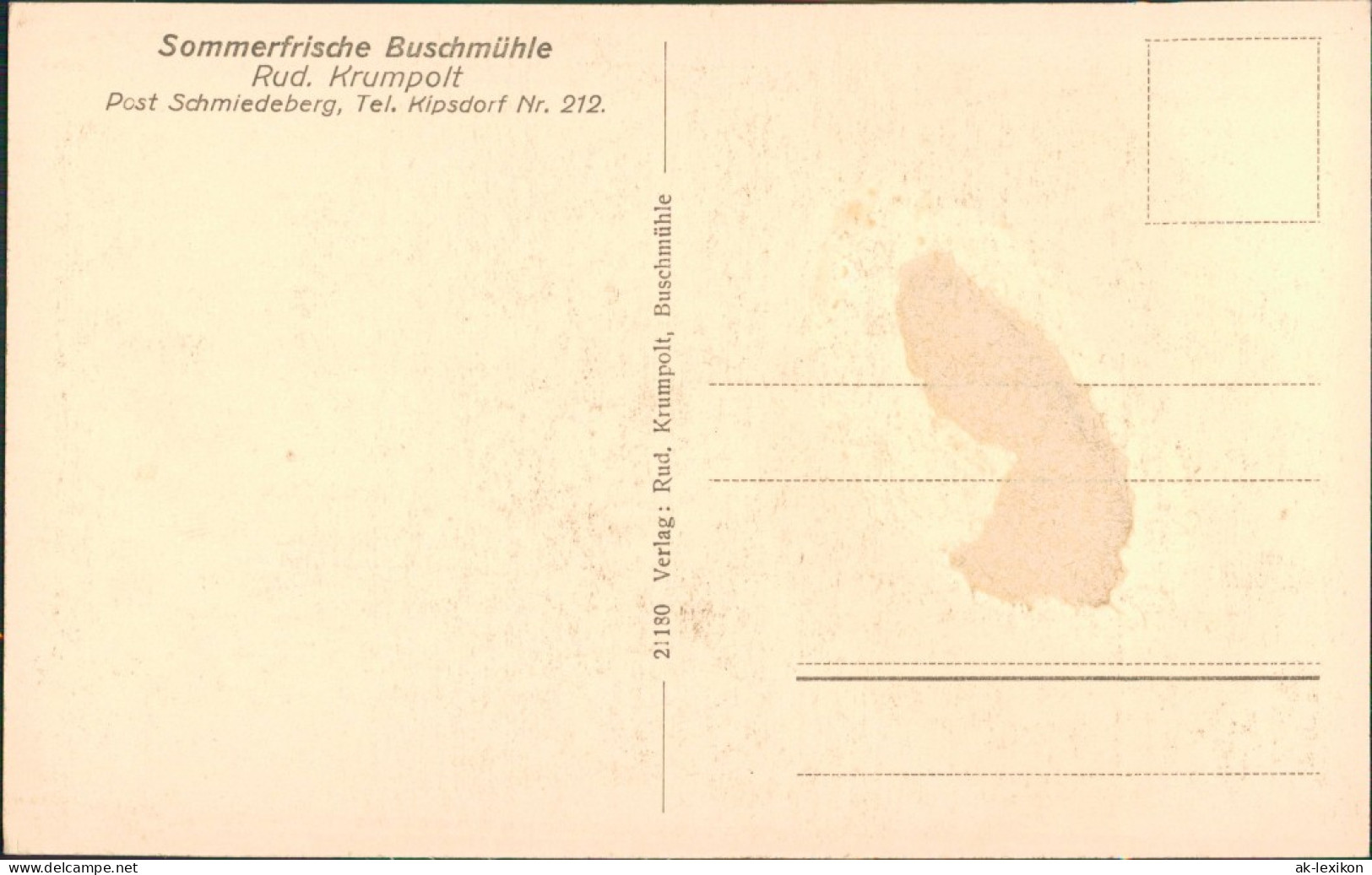 Schmiedeberg (Erzgebirge)-Dippoldiswalde Sommerfrische Buschmühle 1909  - Schmiedeberg (Erzgeb.)