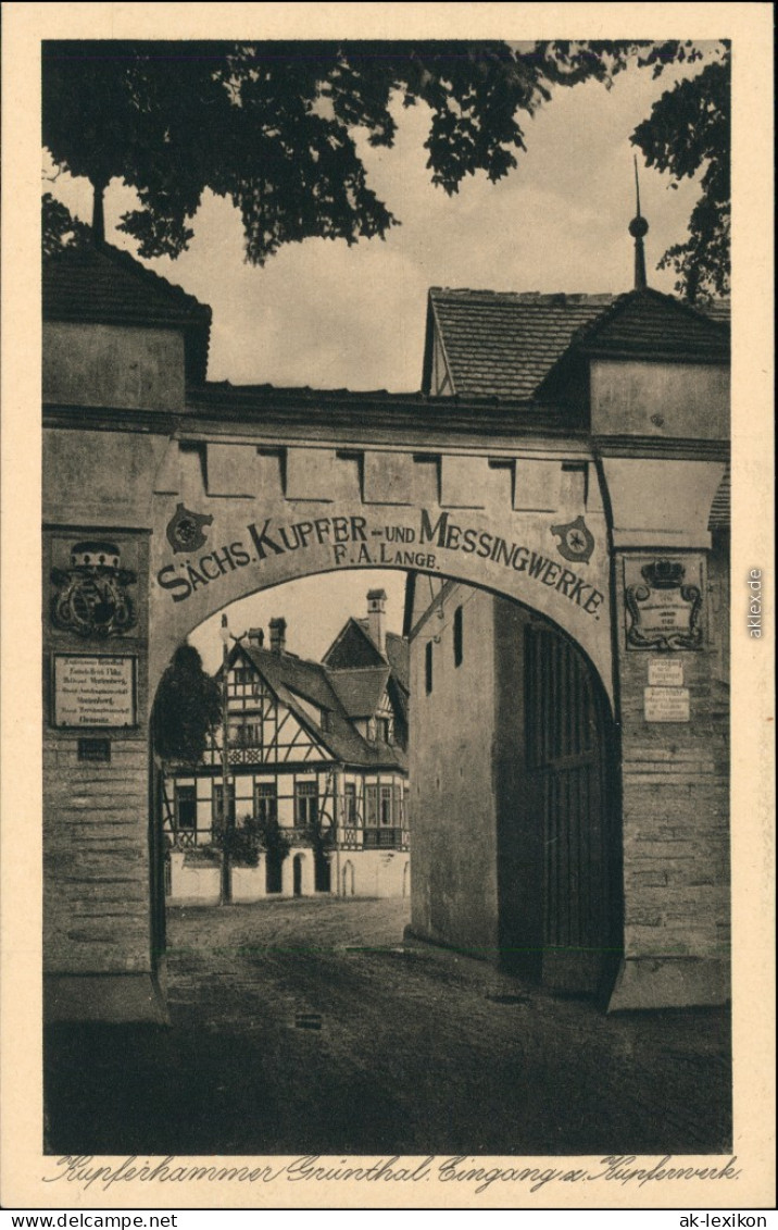 Kupferhammer-Grünthal-Olbernhau Straße - Eingang Kupferhammer Grüntal 1919  - Olbernhau