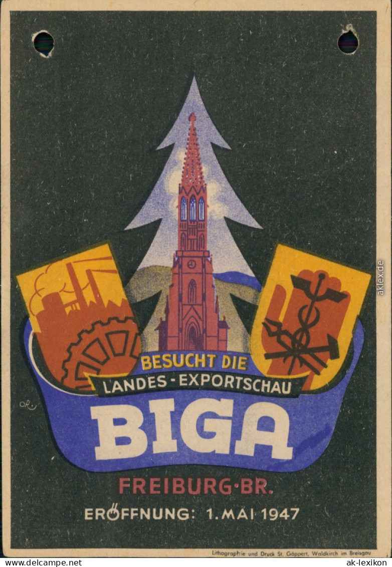 Ansichtskarte Freiburg Im Breisgau Künstlerkarte BIGA - Exportschau 1947  - Freiburg I. Br.