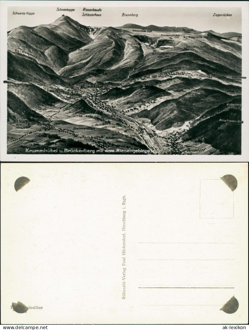 Postcard Krummhübel Karpacz Landkarten - Relief AK 1932 - Schlesien