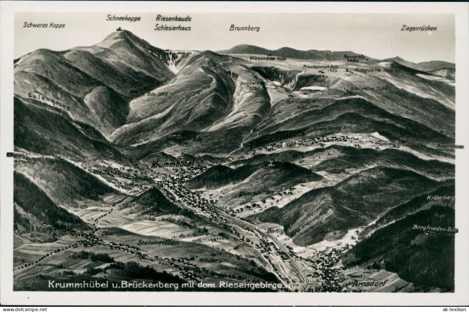 Postcard Krummhübel Karpacz Landkarten - Relief AK 1932 - Schlesien