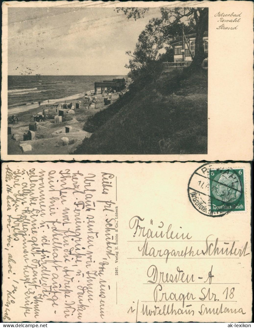 Postcard Rewahl Rewal Strand - Pavillon 1934  - Pommern