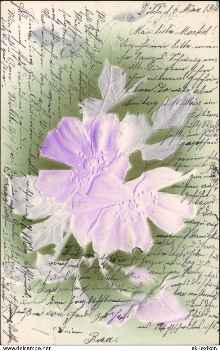 Ansichtskarte  Effekt-Präge-Künstlerkarte - Blumen 1905 Prägekarte - 1900-1949