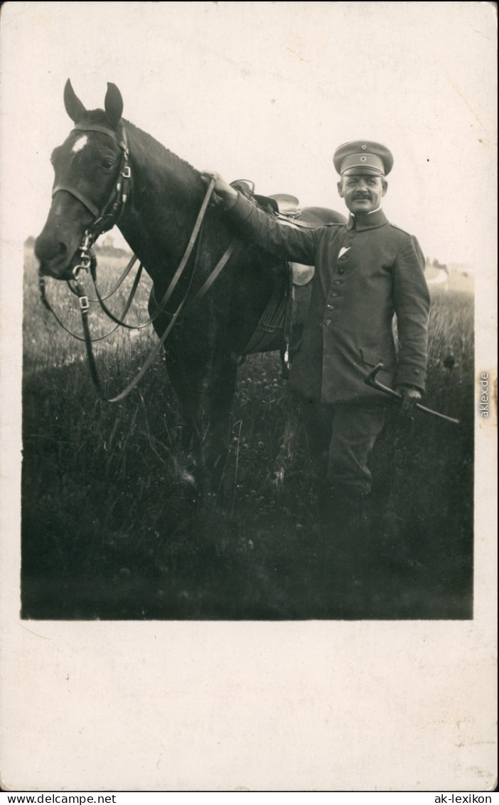 Ansichtskarte  Militaria: Soldat Mit Pferd Privatfoto Wk1 
1914 - Weltkrieg 1914-18