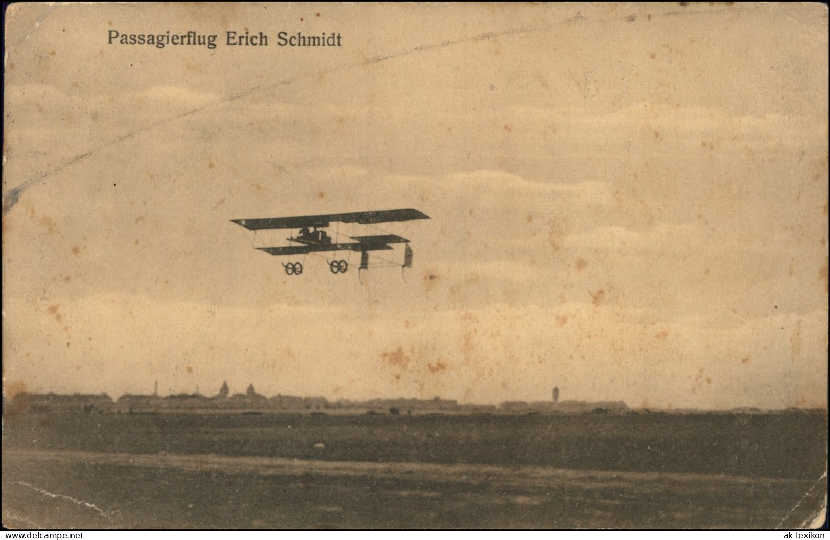Ansichtskarte Leipzig Doppeldecker Passagierflug Erich Schmidt 1913  - Leipzig