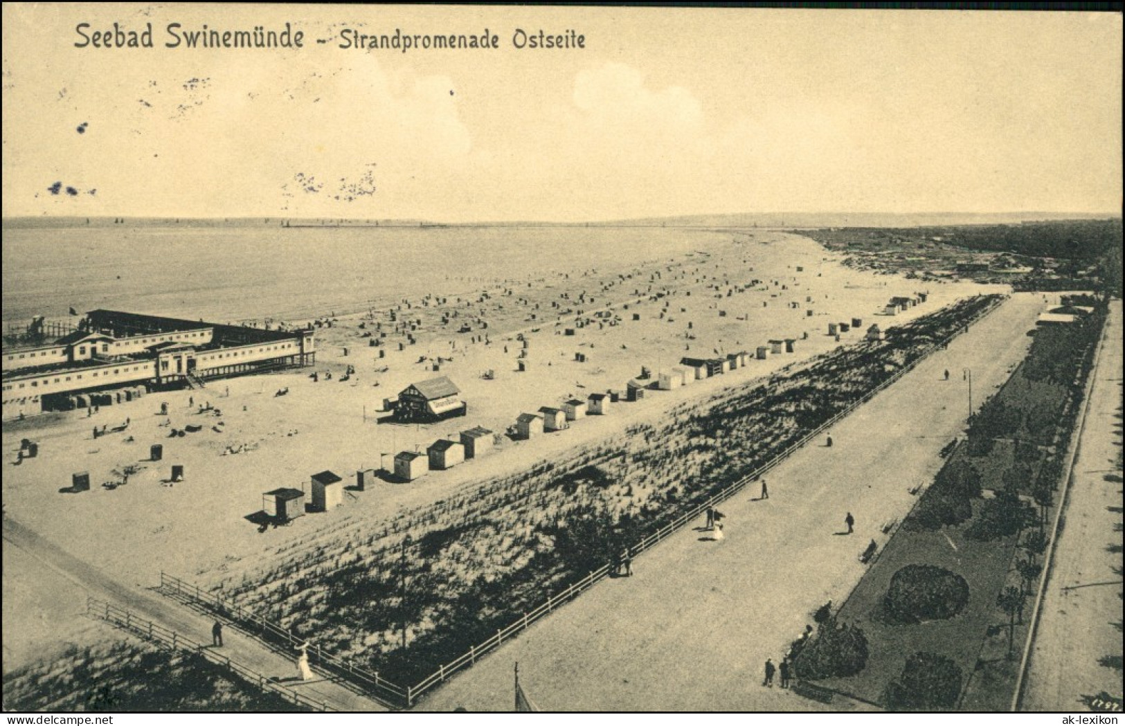 Postcard Swinemünde Świnoujście Badeanstalt, Promenade 1909  - Pommern