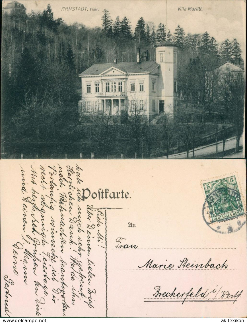 Ansichtskarte Arnstadt Villa Marlitt 1907 - Arnstadt