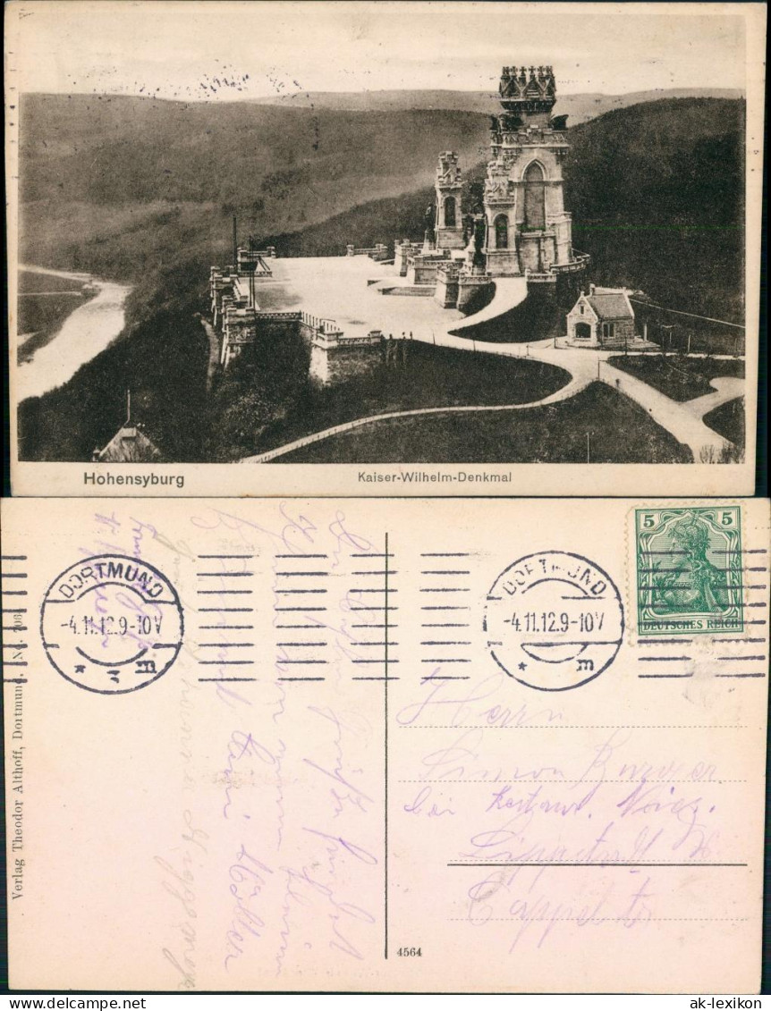 Ansichtskarte Syburg-Dortmund Kaiser-Wilhwlm-Denkmal 1912 - Dortmund