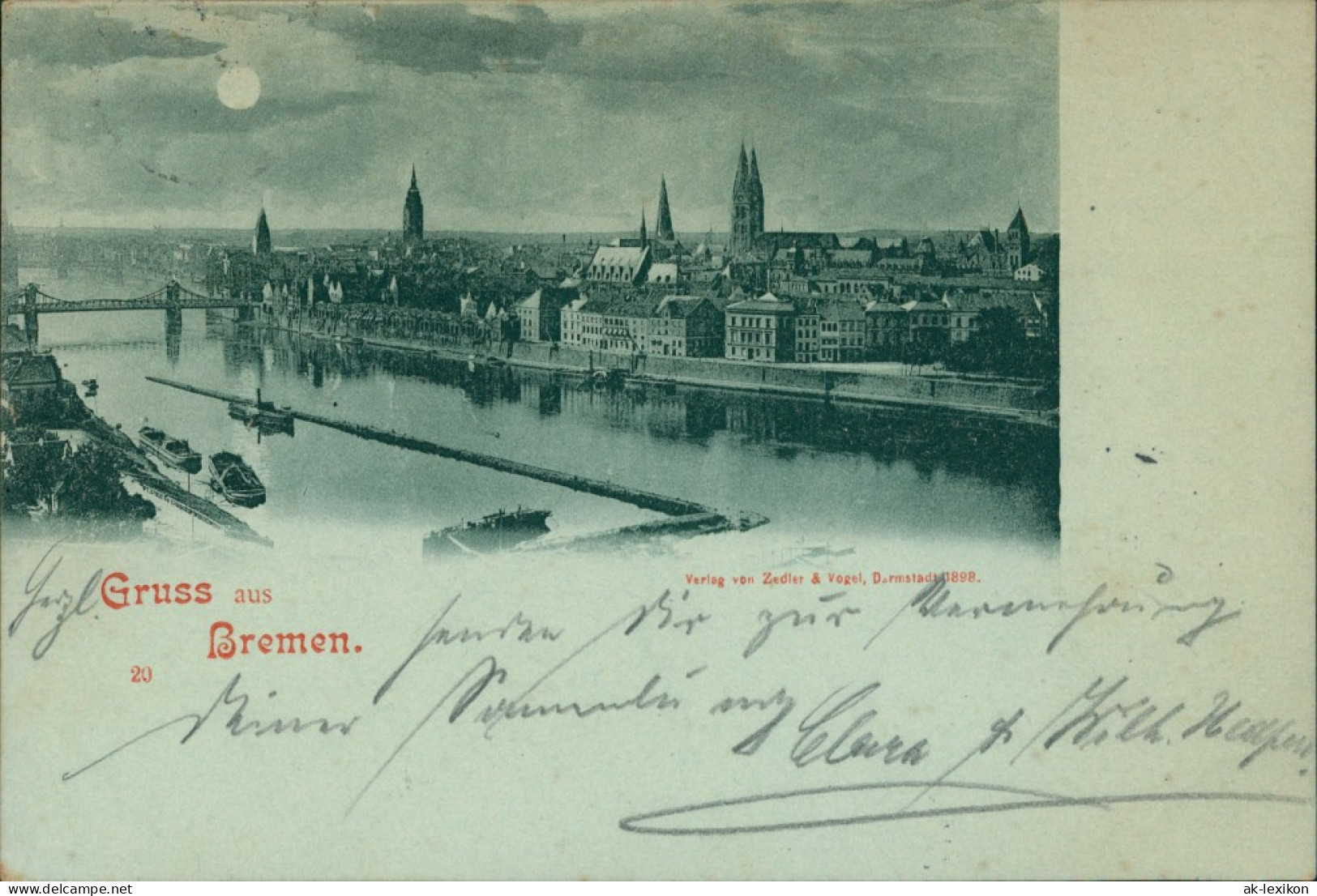 Ansichtskarte Bremen Schiffe Und Brücke Panorama 1899 - Bremen